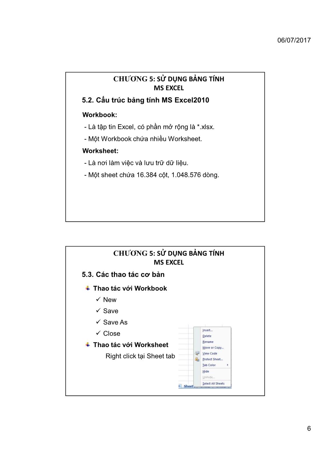 Bài giảng Tin học đại cương - Chương 5: Sử dụng bảng tính MS Excel - Trường Đại học Tài chính trang 6