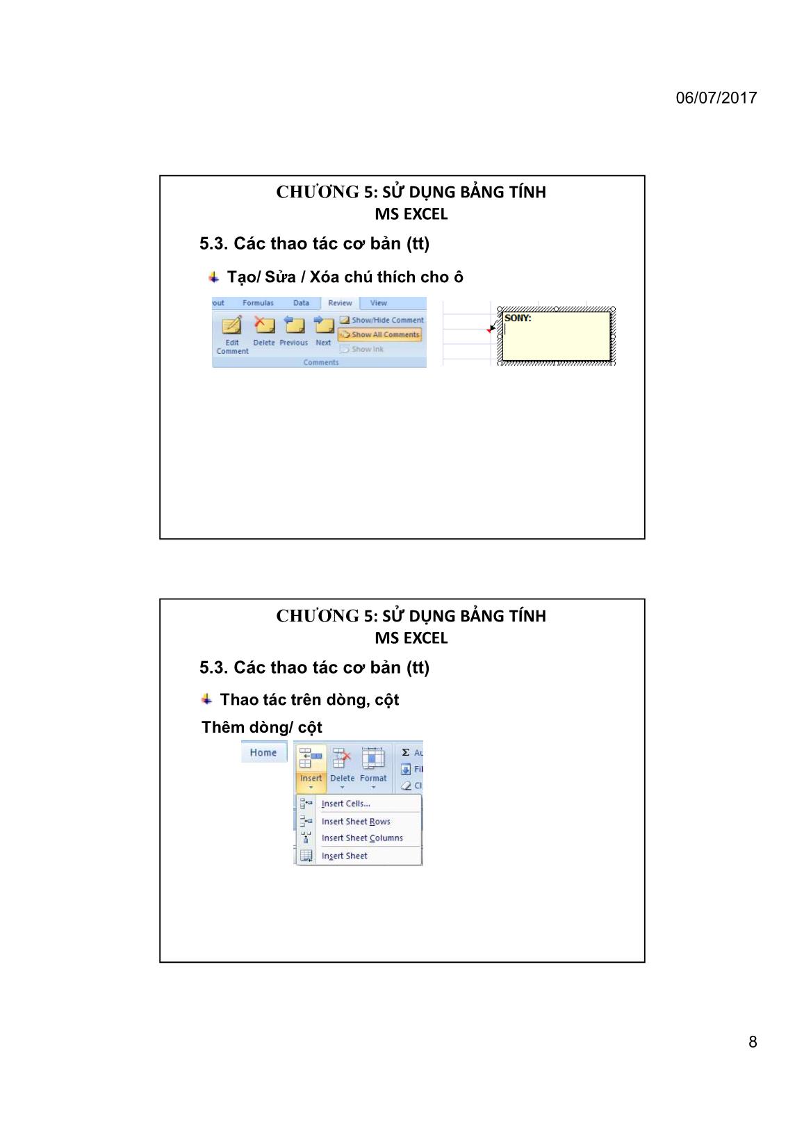 Bài giảng Tin học đại cương - Chương 5: Sử dụng bảng tính MS Excel - Trường Đại học Tài chính trang 8