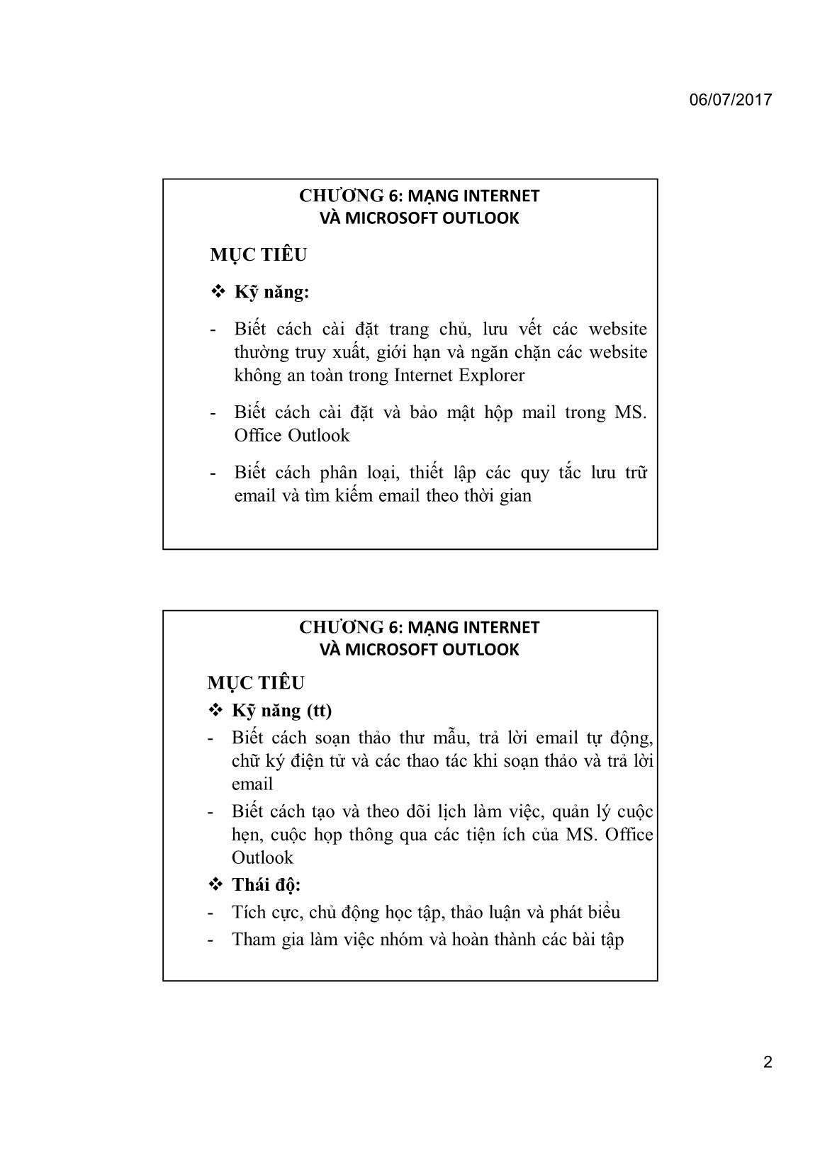 Bài giảng Tin học đại cương - Chương 6: Mạng Internet và Microsoft Office Outlook - Trường Đại học Tài chính trang 2