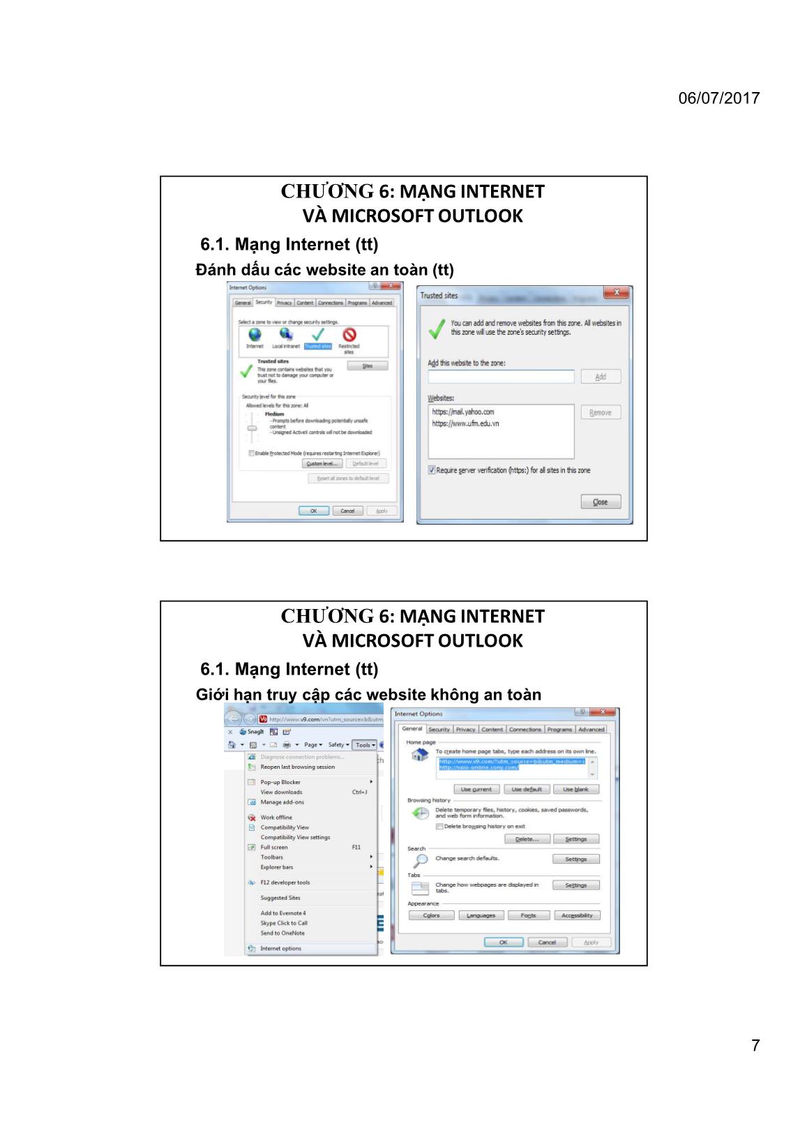 Bài giảng Tin học đại cương - Chương 6: Mạng Internet và Microsoft Office Outlook - Trường Đại học Tài chính trang 7