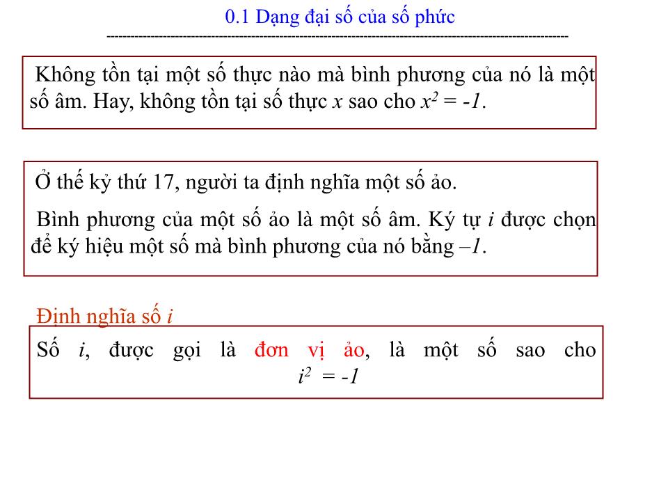 Bài giảng Toán cao cấp 1 - Chương 0: Số phức trang 2