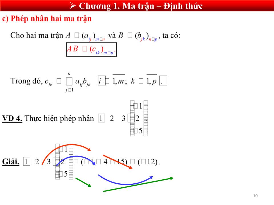 Bài giảng Toán cao cấp 1 - Chương 1: Ma trận - định thức trang 10