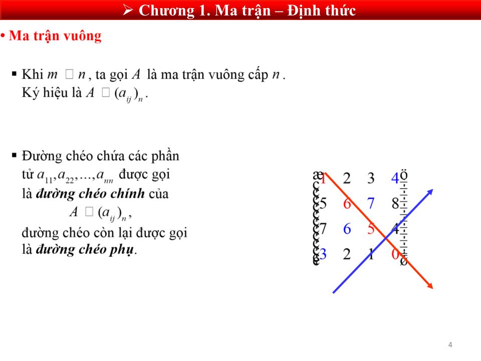 Bài giảng Toán cao cấp 1 - Chương 1: Ma trận - định thức trang 4