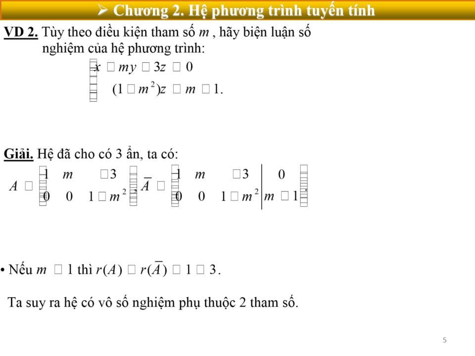 Bài giảng Toán cao cấp 1 - Chương 2: Hệ phương trình tuyến tính trang 5