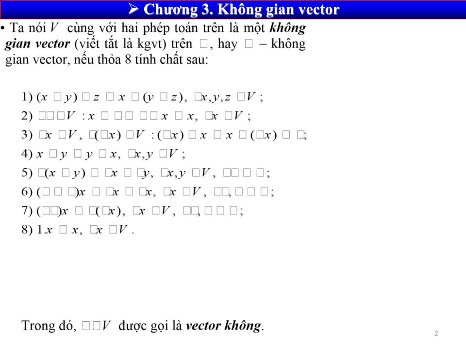 Bài giảng Toán cao cấp 1 - Chương 3: Không gian vector trang 2