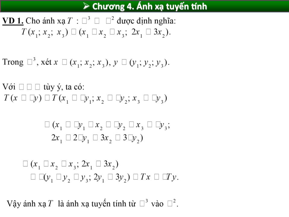 Bài giảng Toán cao cấp 1 - Chương 4: Ánh xạ tuyến tính trang 3