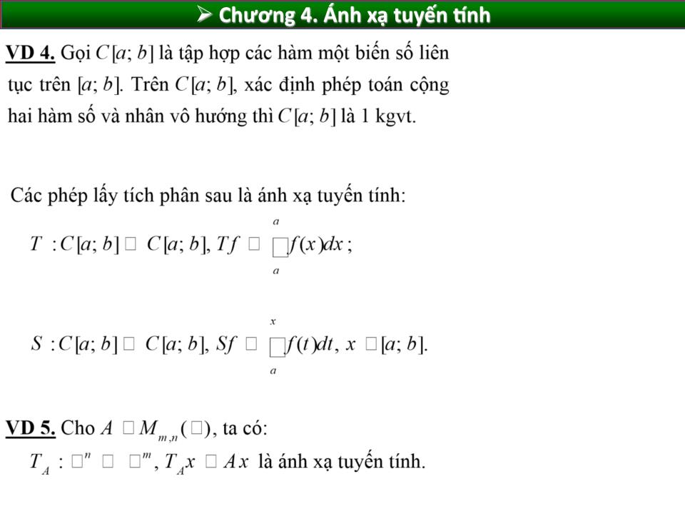 Bài giảng Toán cao cấp 1 - Chương 4: Ánh xạ tuyến tính trang 6