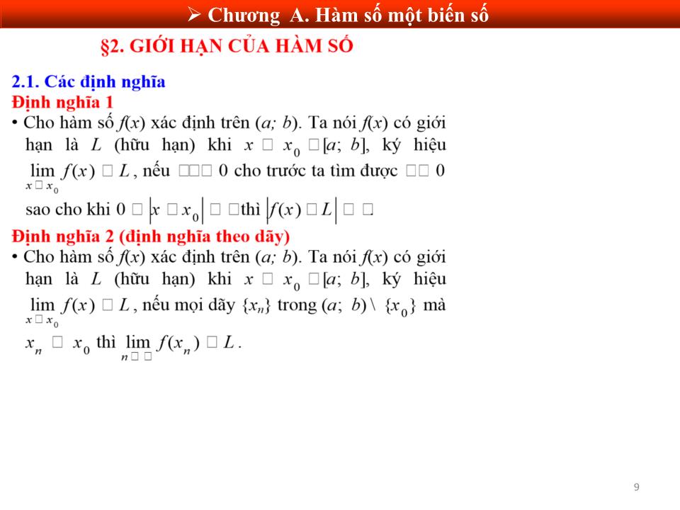 Bài giảng Toán cao cấp - Chương A: Hàm số một biến số trang 9