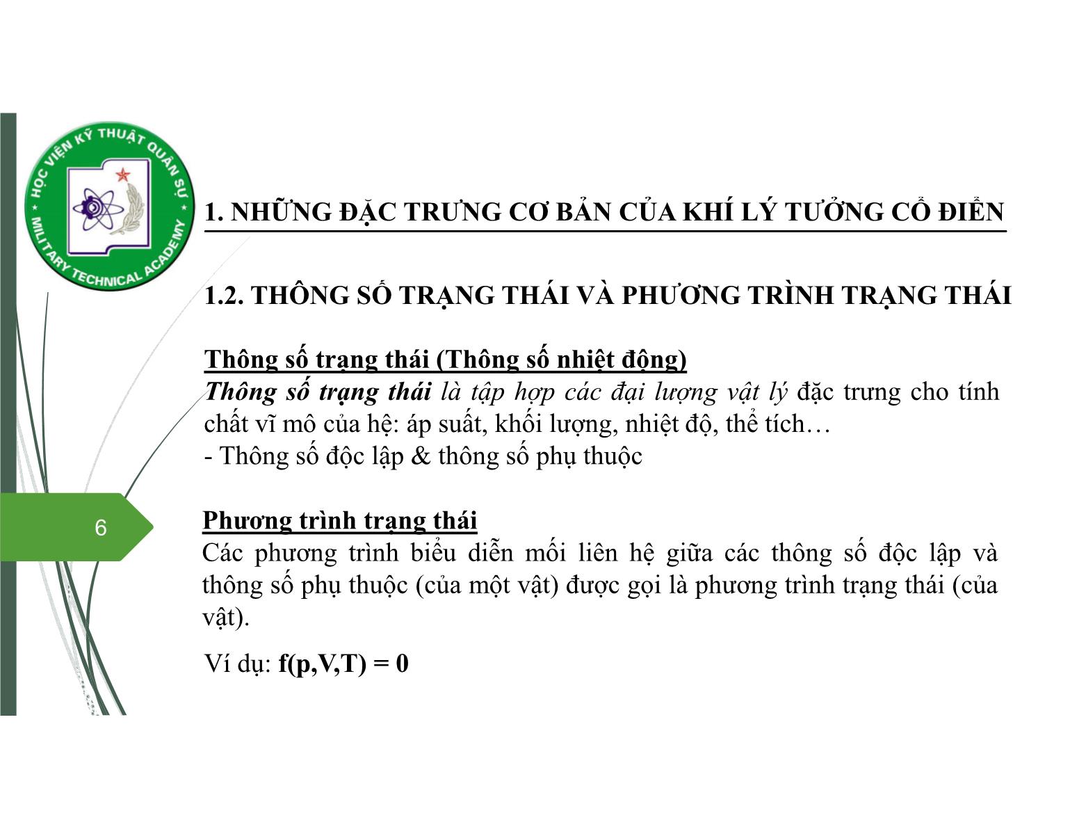 Bài giảng Vật lý đại cương 2 - Chương 1: Thuyết động học phân tử chất khí - Nguyễn Xuân Thấu trang 6