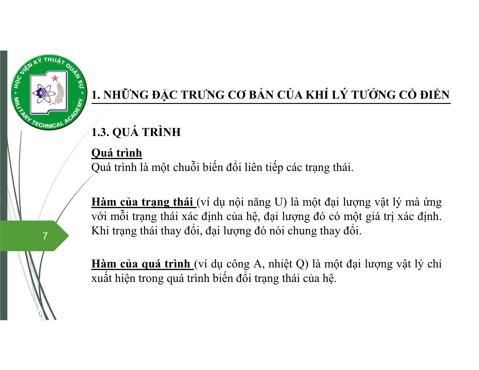 Bài giảng Vật lý đại cương 2 - Chương 1: Thuyết động học phân tử chất khí - Nguyễn Xuân Thấu trang 7