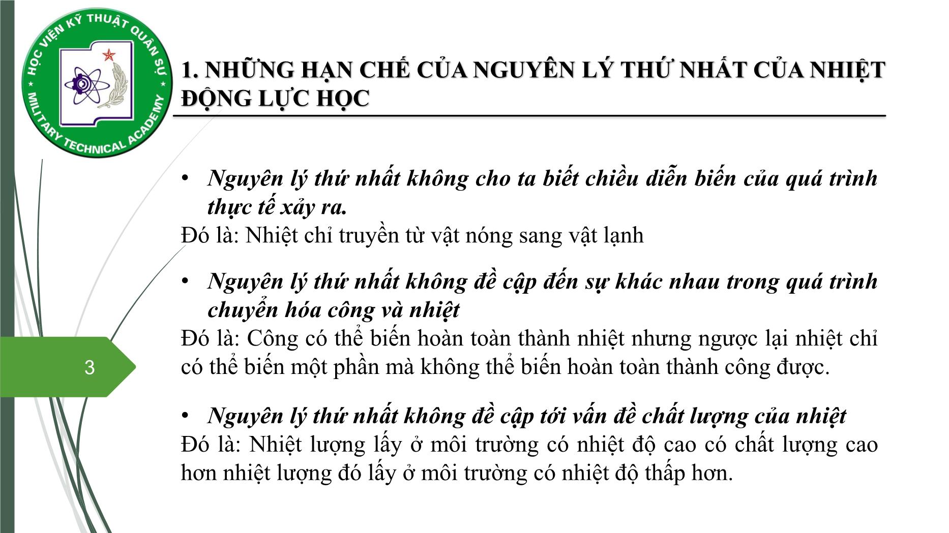 Bài giảng Vật lý đại cương 2 - Chương 3: Nguyên lý thứ hai nhiệt động lực học - Nguyễn Xuân Thấu trang 3