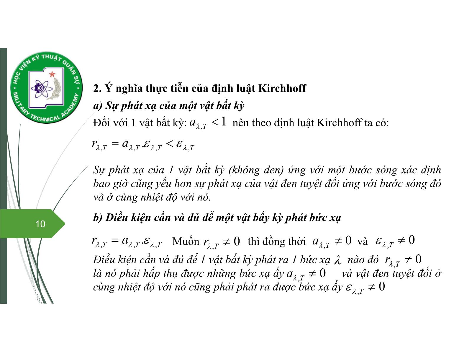 Bài giảng Vật lý đại cương 2 - Chương 8: Quang học lượng tử - Nguyễn Xuân Thấu trang 10