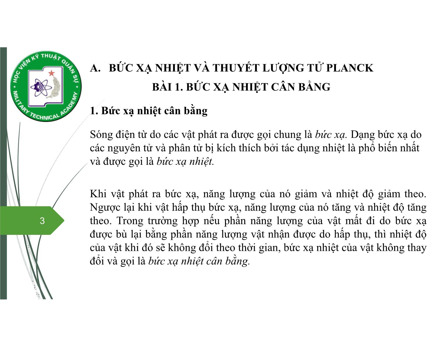 Bài giảng Vật lý đại cương 2 - Chương 8: Quang học lượng tử - Nguyễn Xuân Thấu trang 3