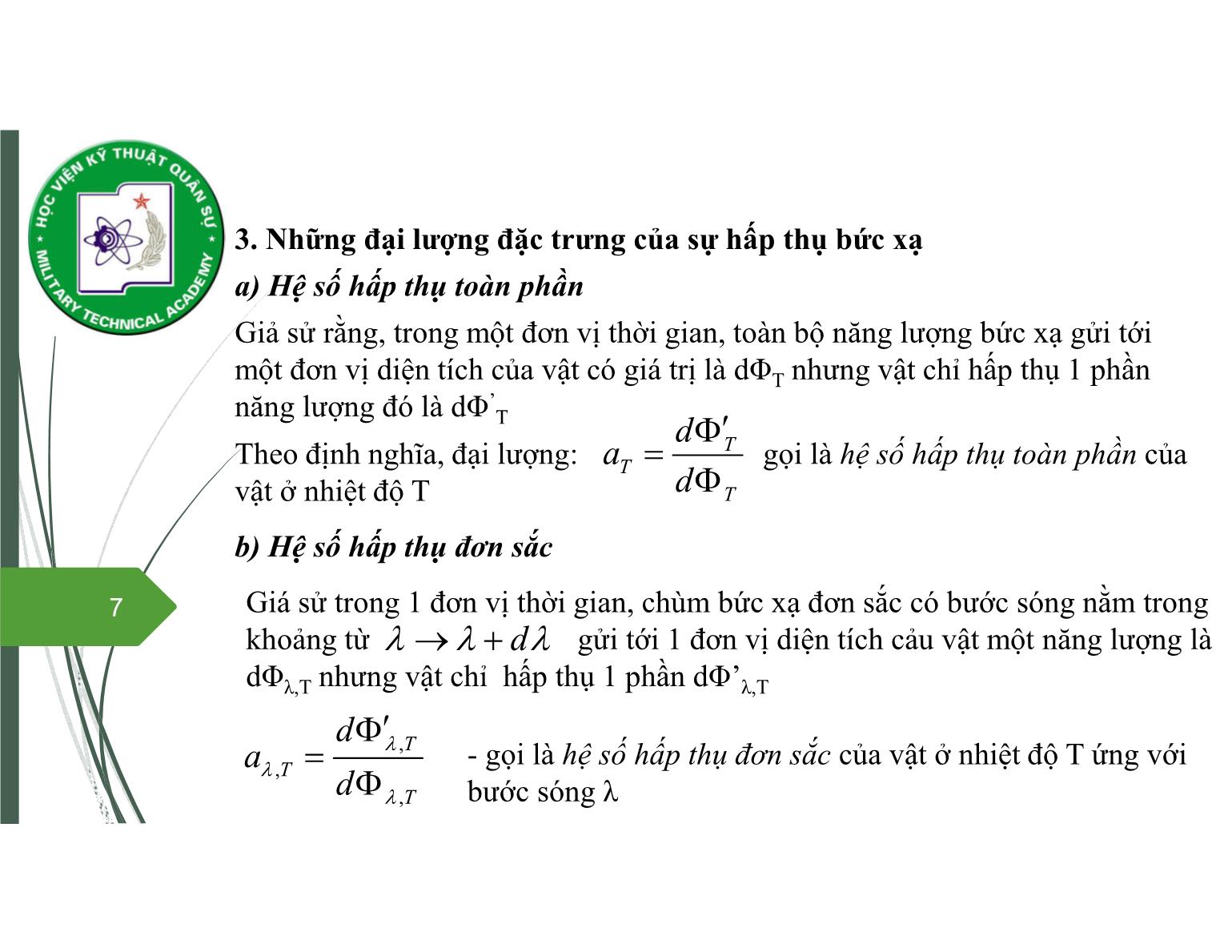 Bài giảng Vật lý đại cương 2 - Chương 8: Quang học lượng tử - Nguyễn Xuân Thấu trang 7