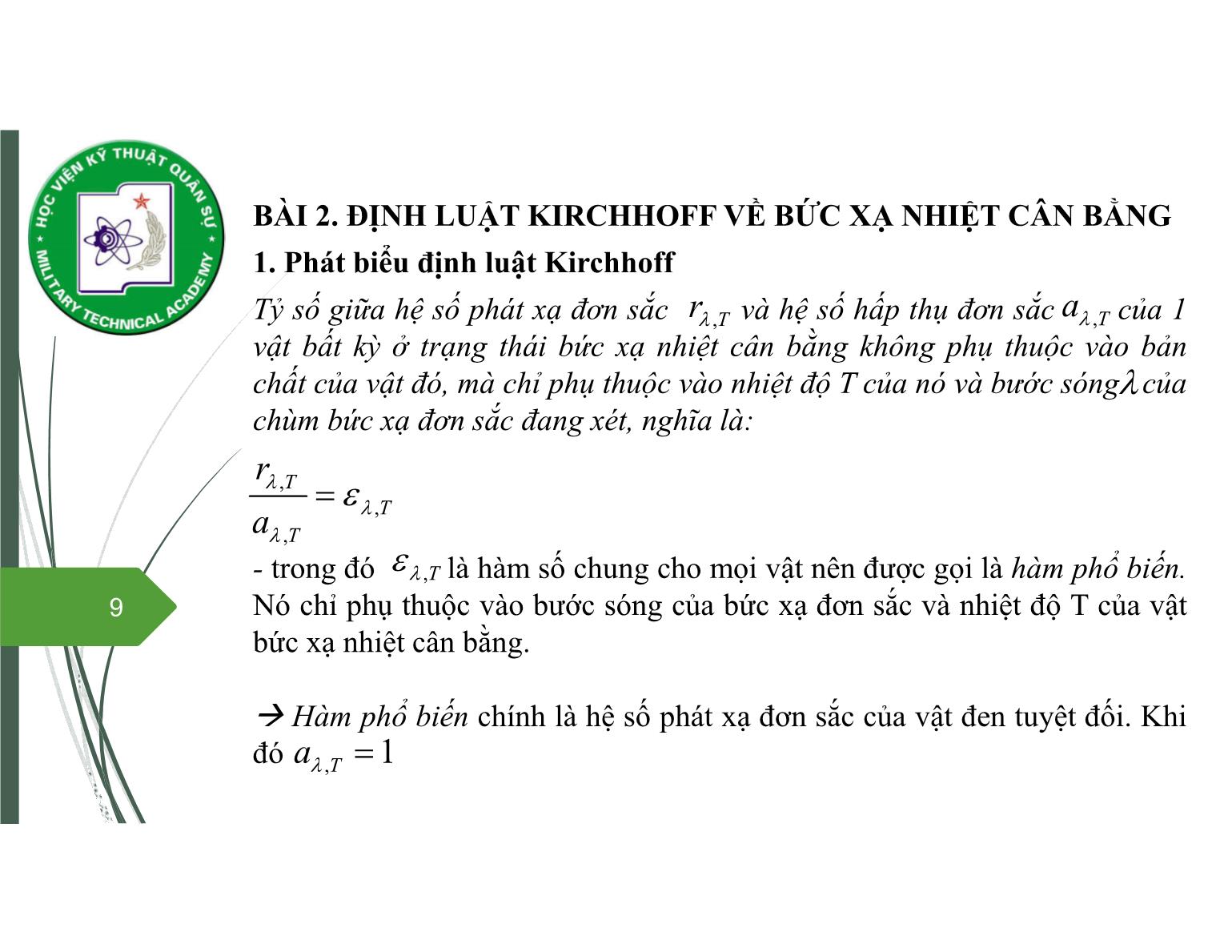 Bài giảng Vật lý đại cương 2 - Chương 8: Quang học lượng tử - Nguyễn Xuân Thấu trang 9