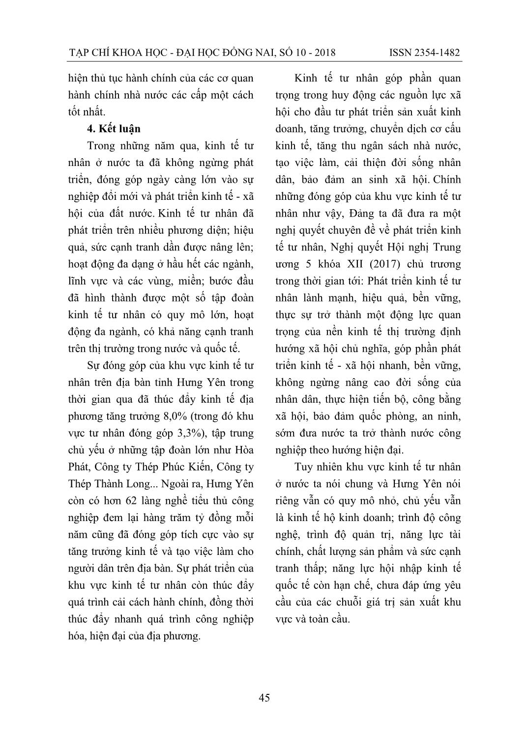 Thực trạng đóng góp của khu vực kinh tế tư nhân trên địa bàn tỉnh Hưng Yên giai đoạn hiện nay trang 10