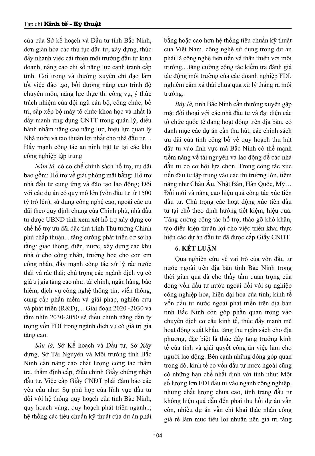 Những đóng góp quan tṛng của đầu tư nước ngoài trong phát triển kinh tế của tỉnh Bắc Ninh trang 10