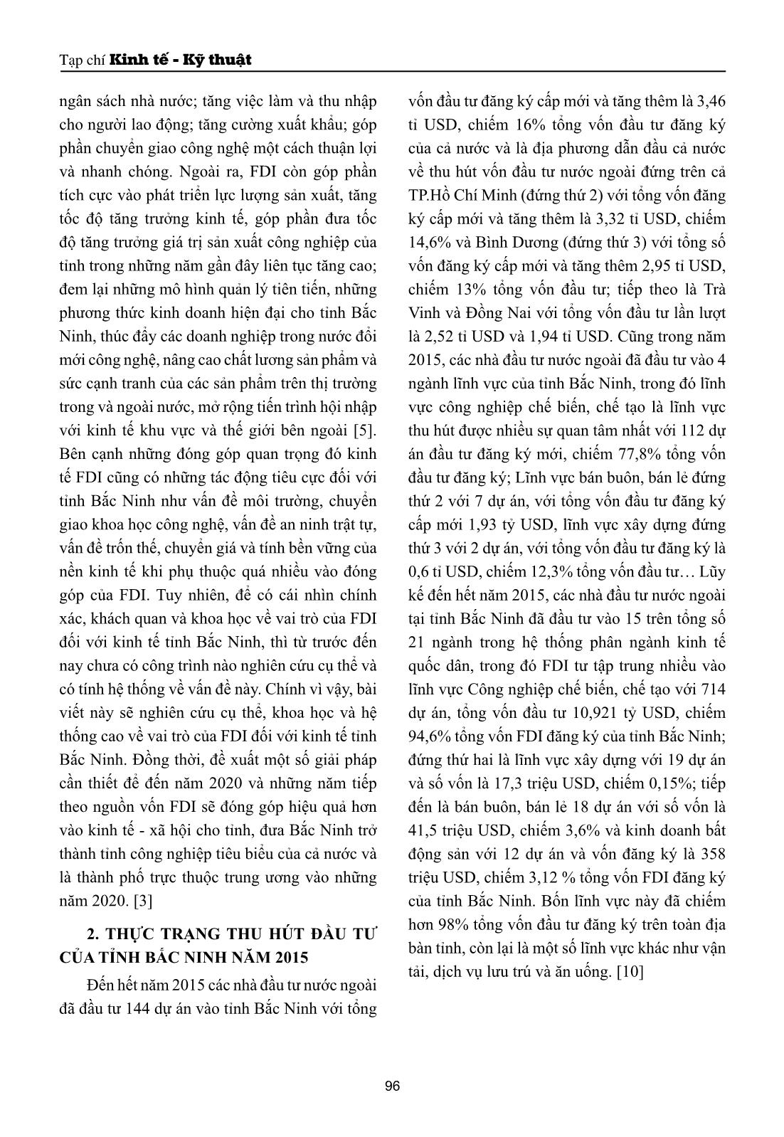 Những đóng góp quan tṛng của đầu tư nước ngoài trong phát triển kinh tế của tỉnh Bắc Ninh trang 2