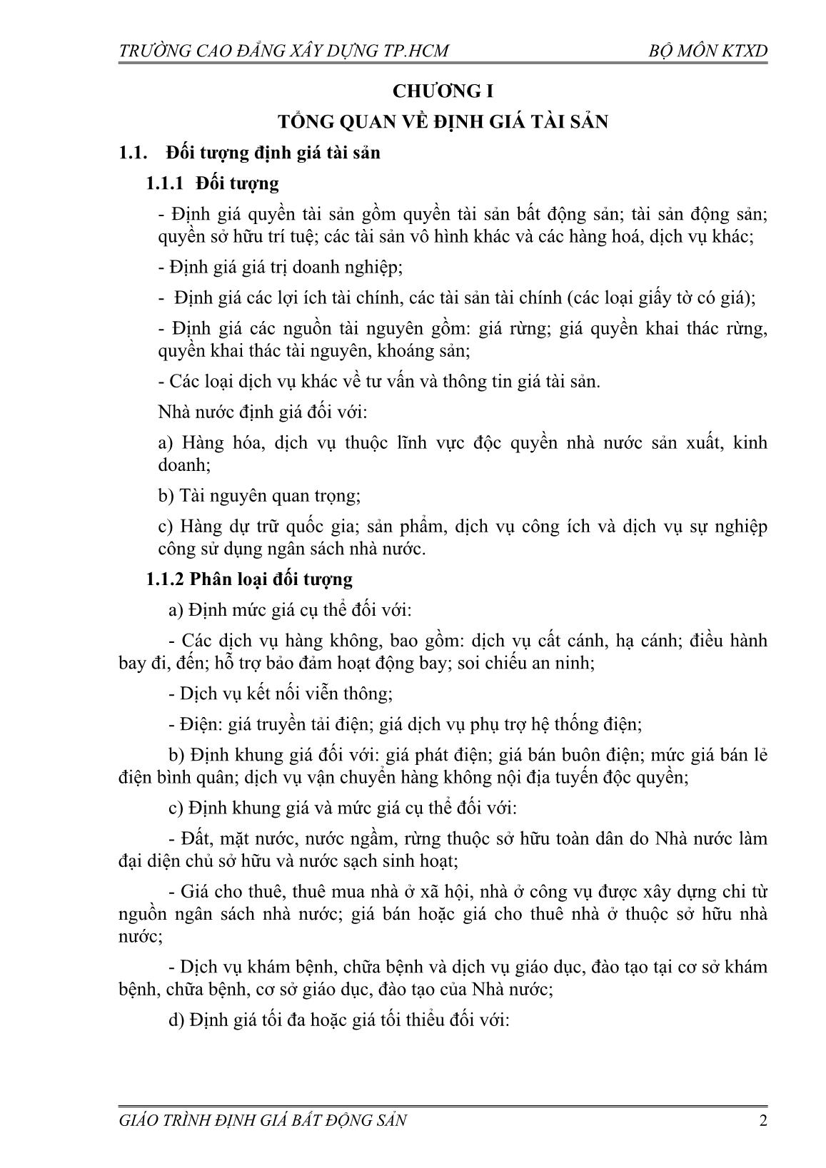 Giáo trình Định giá bất động sản - Trần Thị Thu Hường trang 2