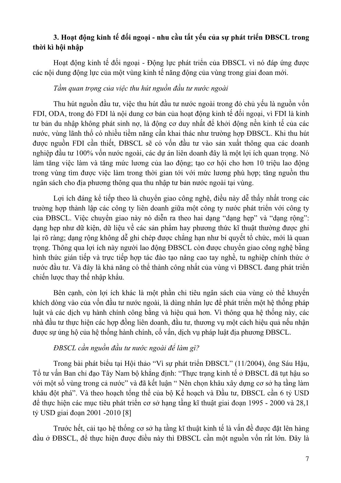 Hoạt động kinh tế đối ngoại - động lực phát triển đồng bằng sông Cửu Long thời kì hội nhập trang 7