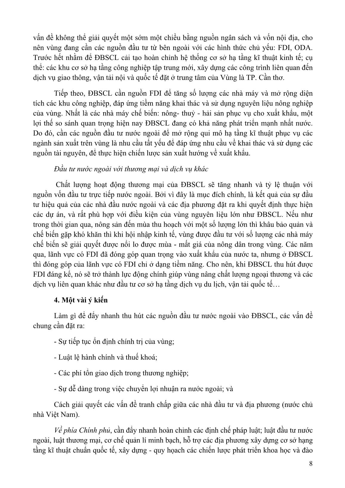 Hoạt động kinh tế đối ngoại - động lực phát triển đồng bằng sông Cửu Long thời kì hội nhập trang 8