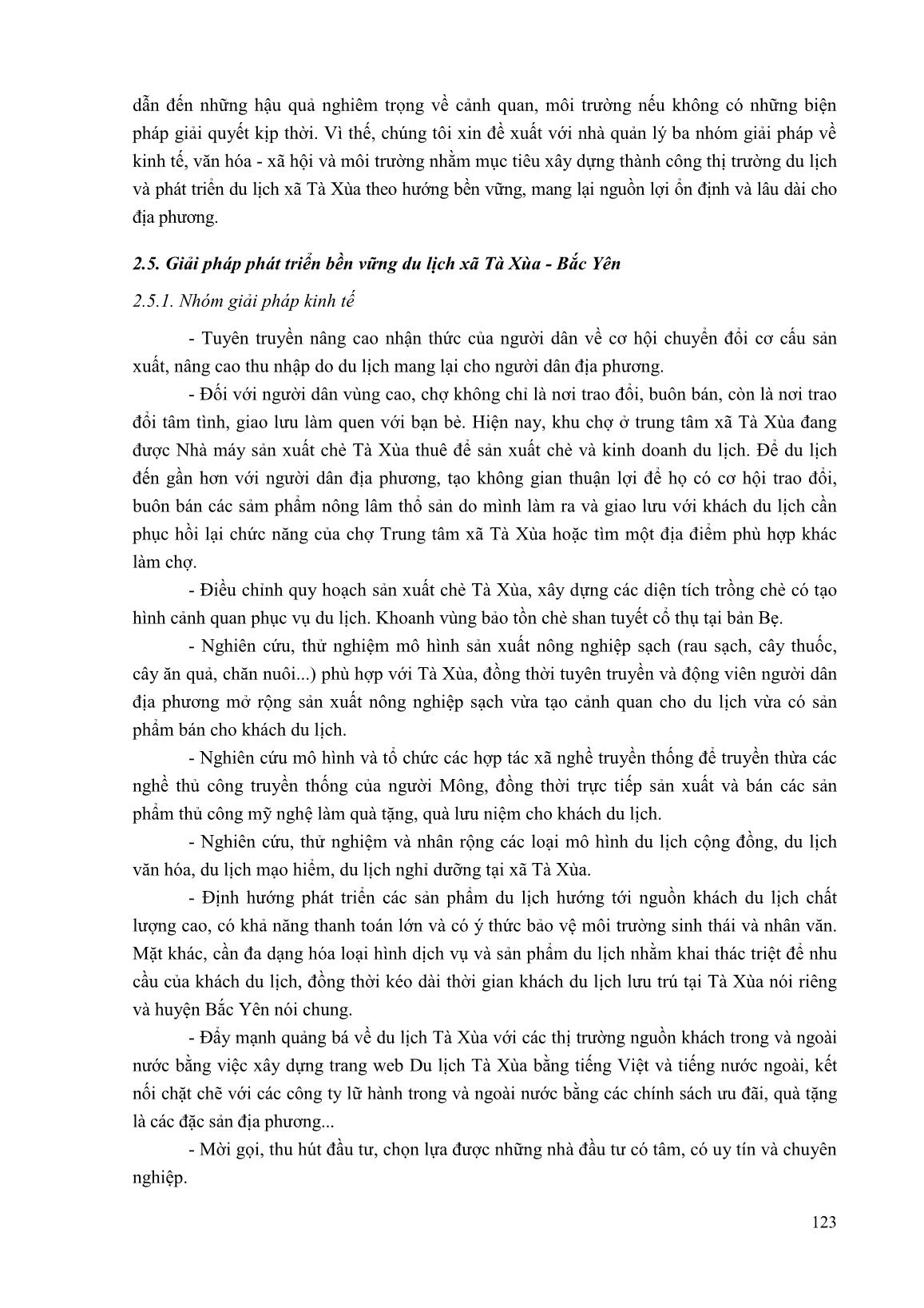 Nghiên cứu hiện trạng và giải pháp phát triển du lịch bền vững ở xã Tà Xùa, huyện Bắc Yên trang 10