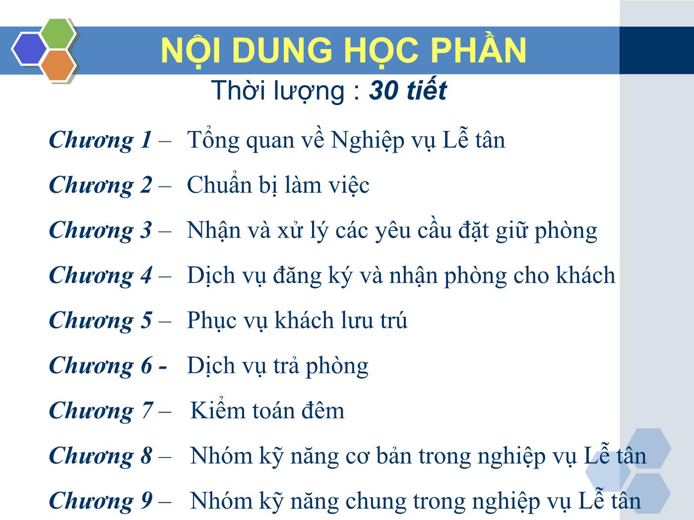 Bài giảng Nghiệp vụ lễ tân - Chương 1: Tổng quan về nghiệp vụ lễ tân - Trần Đình Thắng trang 3