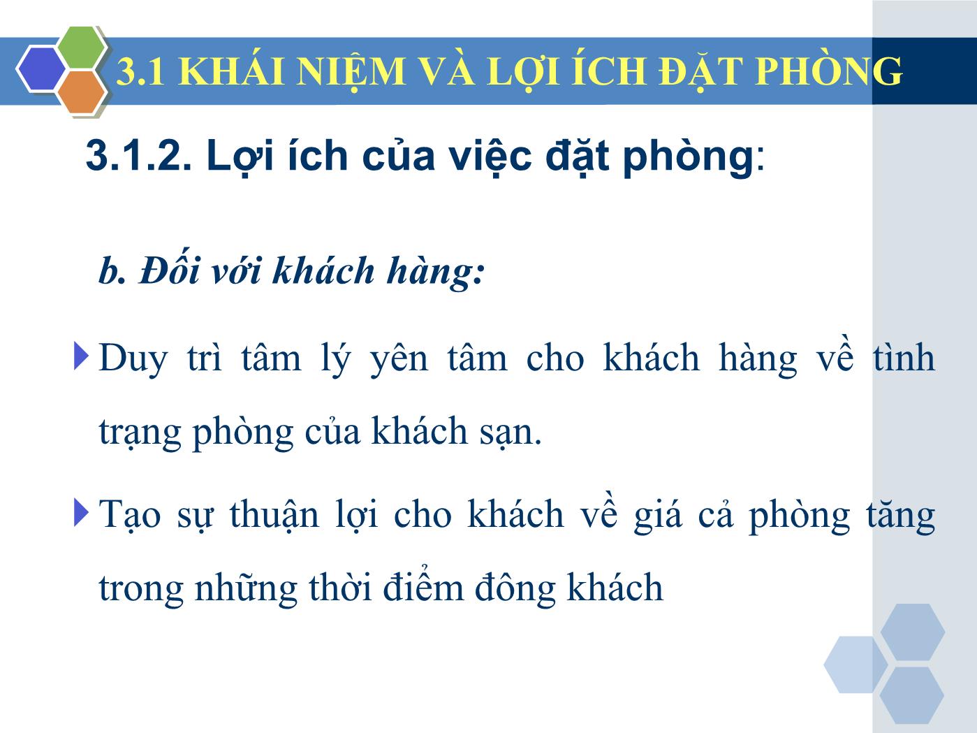 Bài giảng Nghiệp vụ lễ tân - Chương 3: Nhận và xử lý các yêu cầu đặt giữ phòng - Trần Đình Thắng trang 8