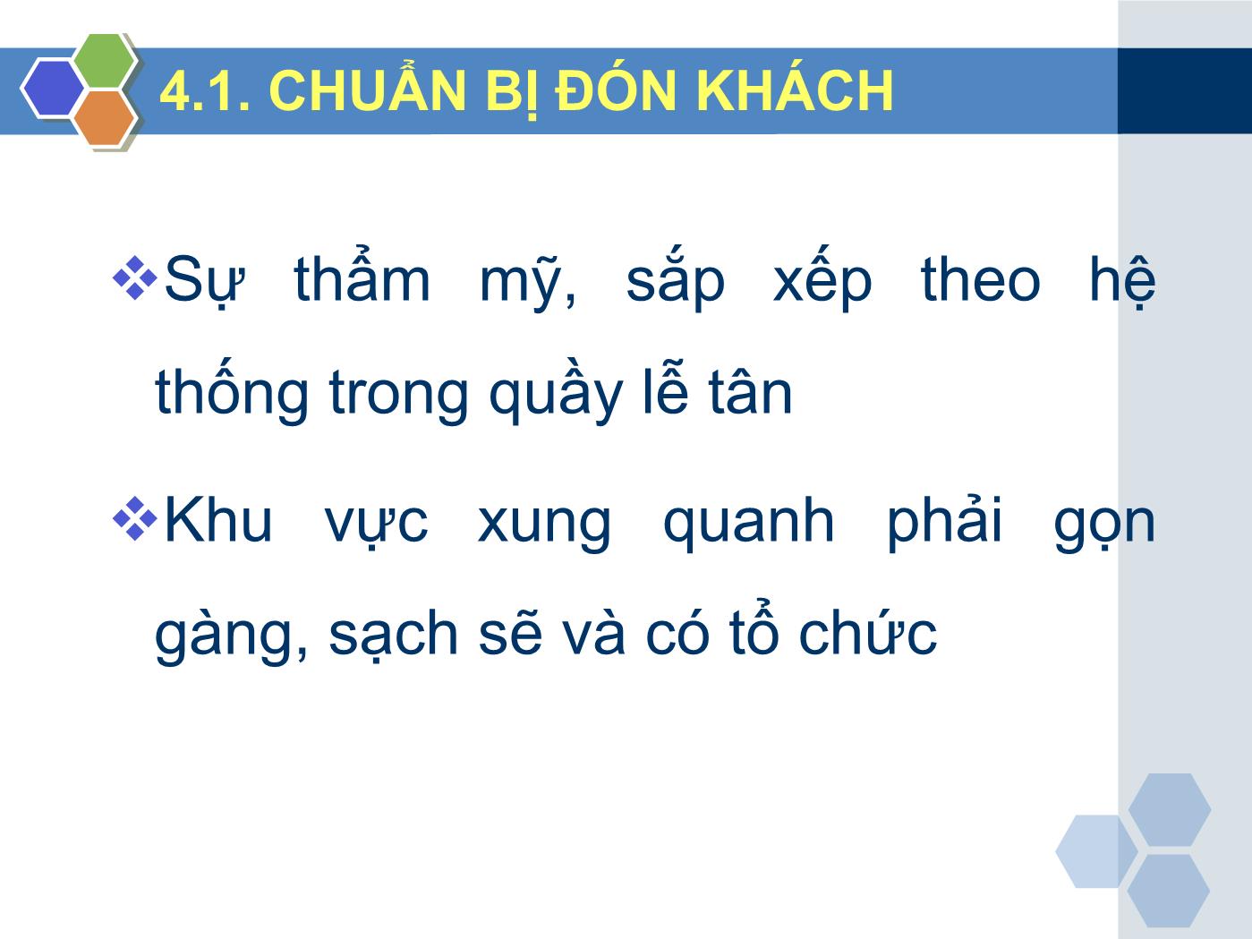 Bài giảng Nghiệp vụ lễ tân - Chương 4: Dịch vụ đăng ký & nhận phòng cho khách - Trần Đình Thắng trang 10