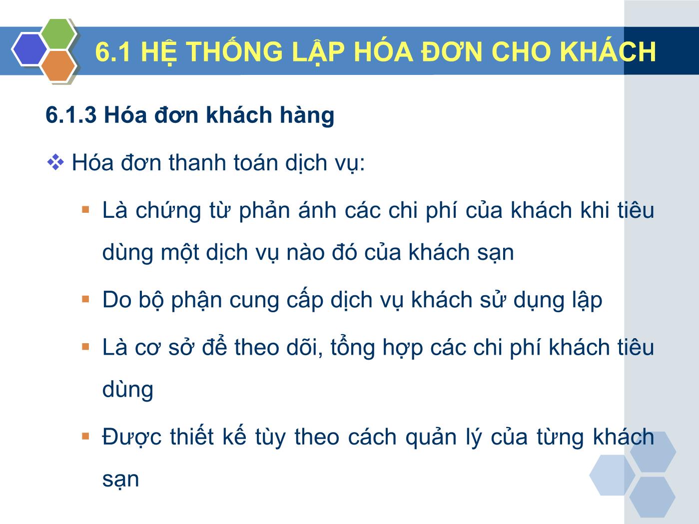 Bài giảng Nghiệp vụ lễ tân - Chương 6: Dịch vụ trả phòng - Trần Đình Thắng trang 8