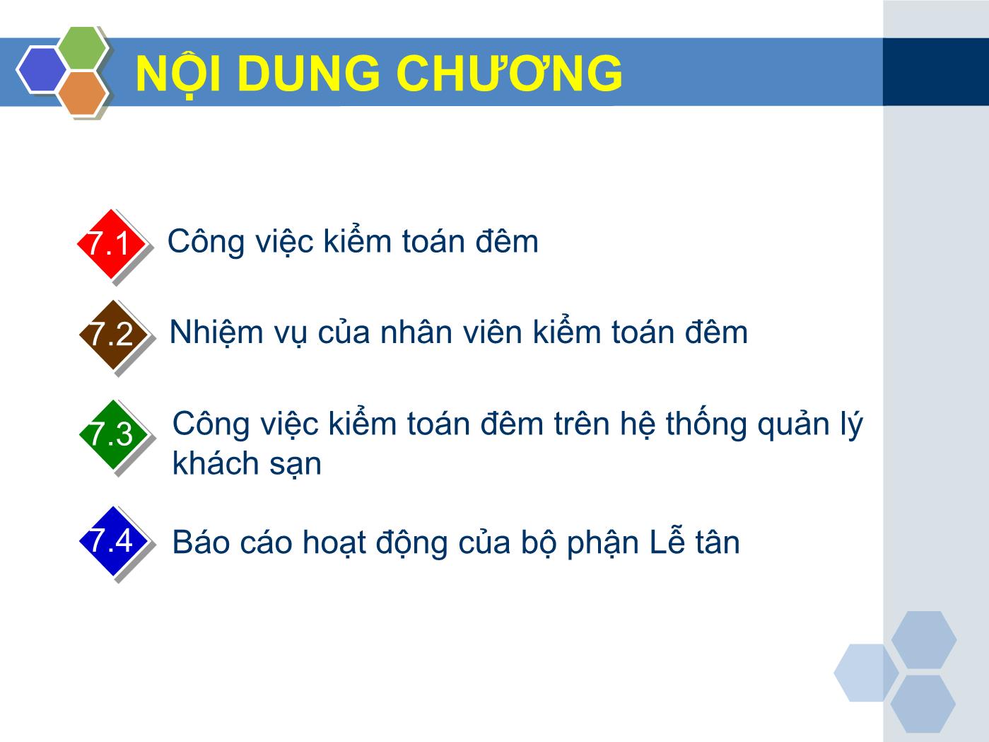 Bài giảng Nghiệp vụ lễ tân - Chương 7: Kiểm toán đêm - Trần Đình Thắng trang 3