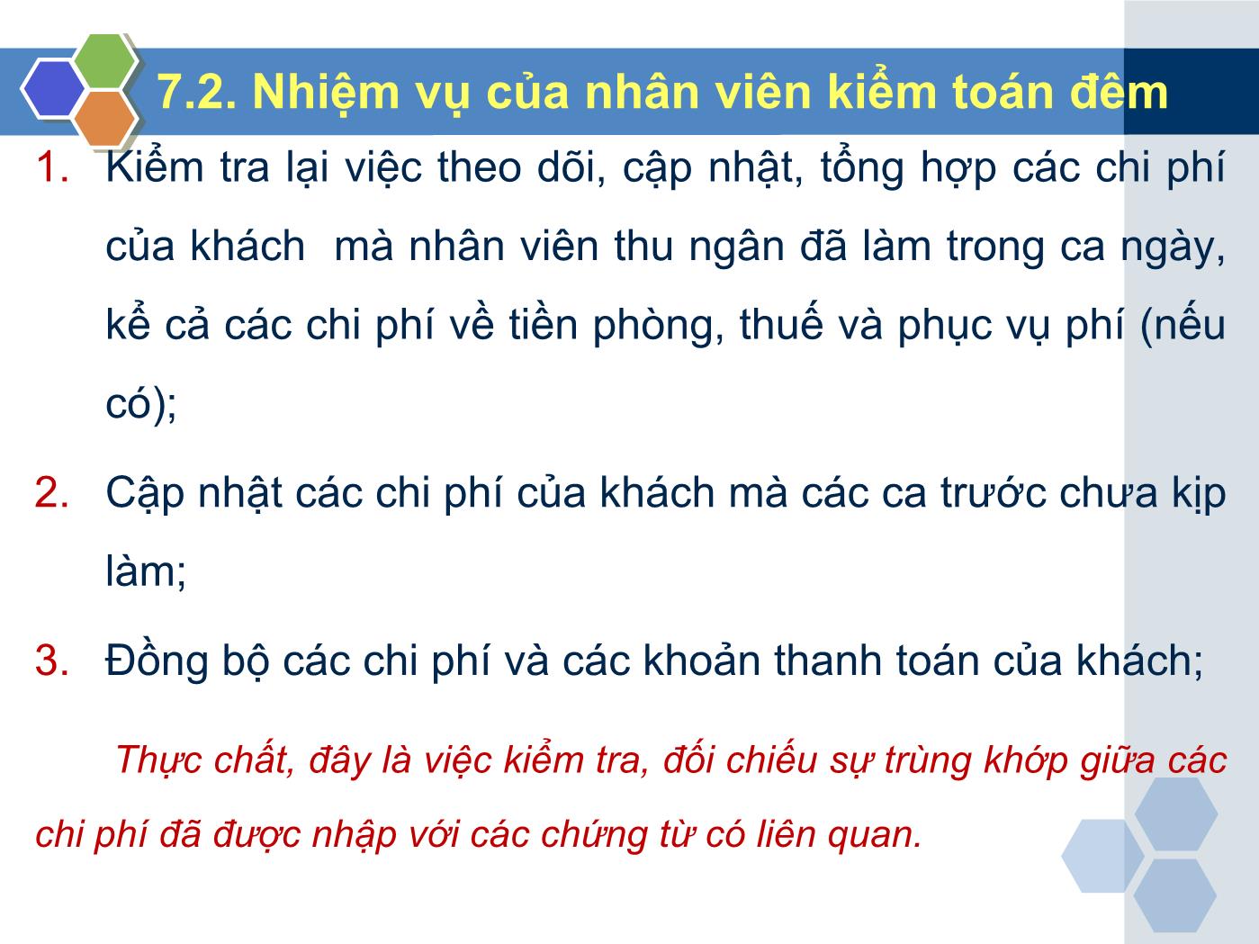 Bài giảng Nghiệp vụ lễ tân - Chương 7: Kiểm toán đêm - Trần Đình Thắng trang 6