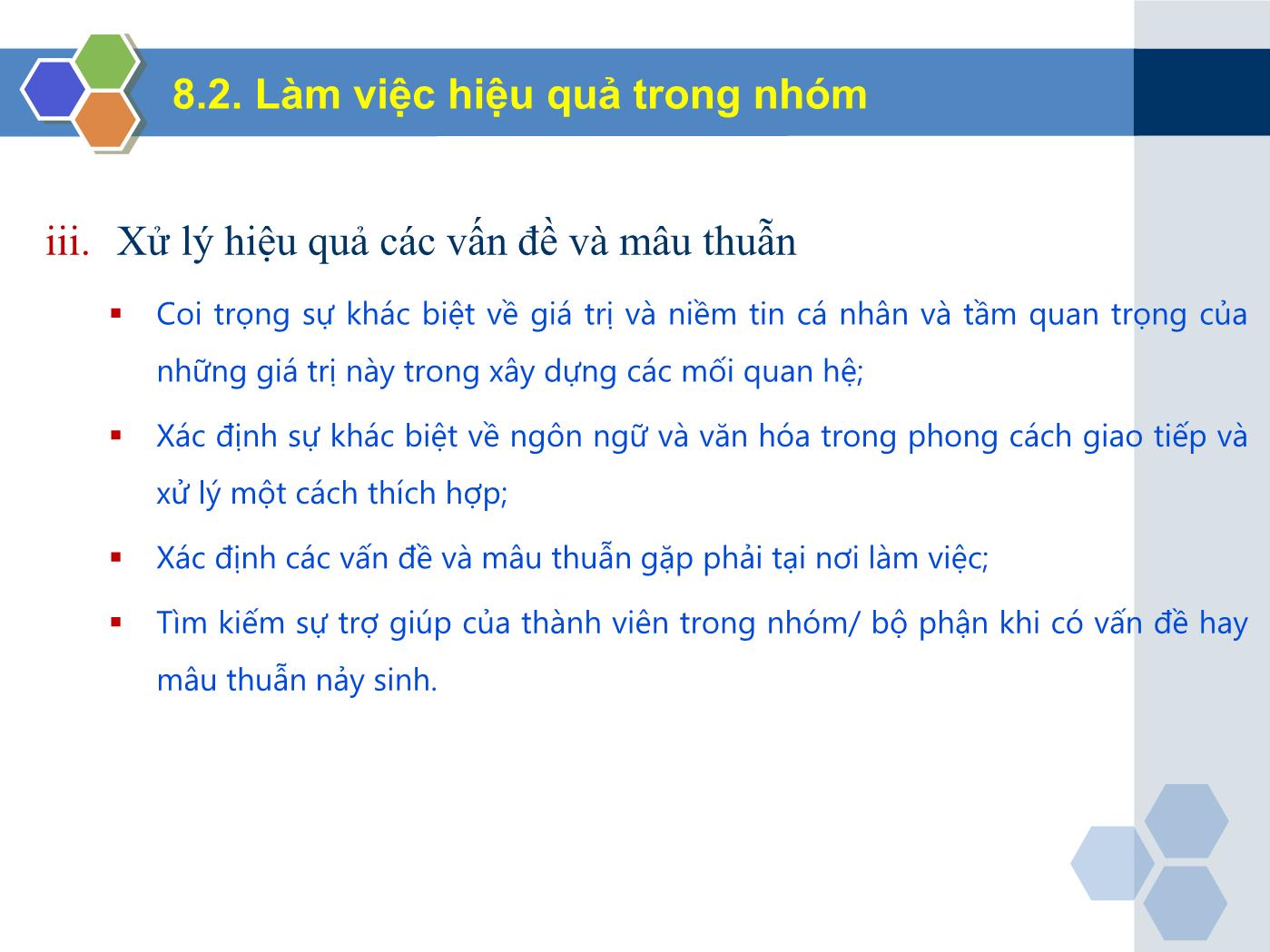 Bài giảng Nghiệp vụ lễ tân - Chương 8: Nhóm kỹ năng cơ bản trong nghiệp vụ lễ tân - Trần Đình Thắng trang 9