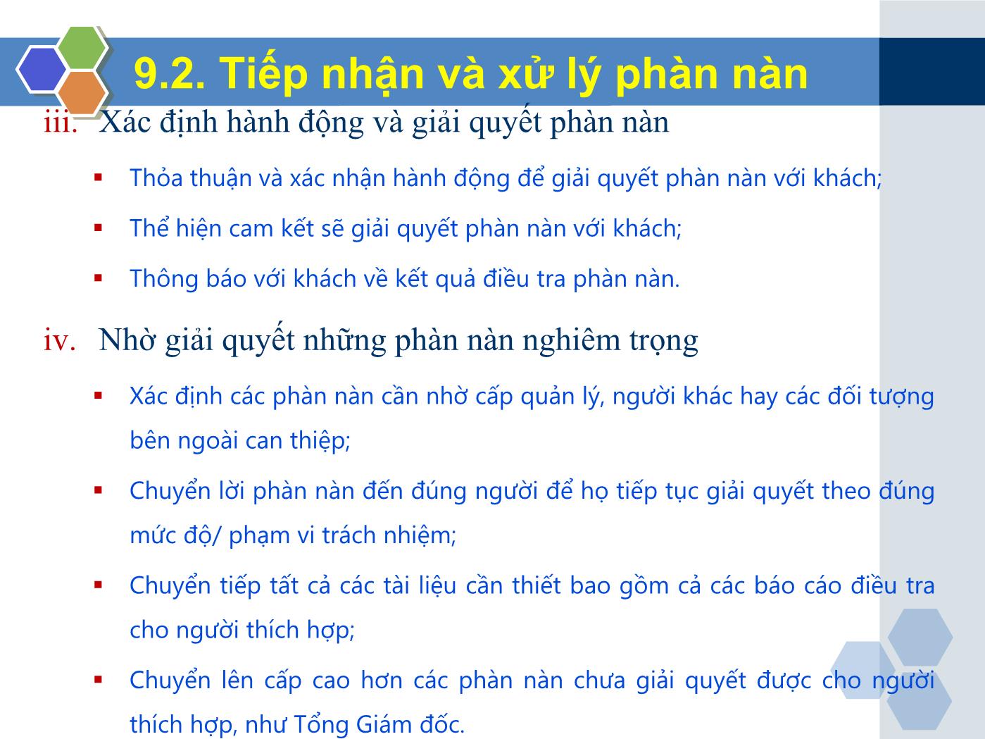 Bài giảng Nghiệp vụ lễ tân - Chương 9: Nhóm kỹ năng chung trong nghiệp vụ lễ tân - Trần Đình Thắng trang 10