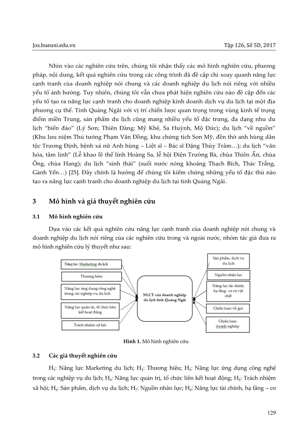 Các yếu tố ảnh hưởng đến năng lực cạnh tranh của các doanh nghiệp du lịch tỉnh Quảng Ngãi trang 5