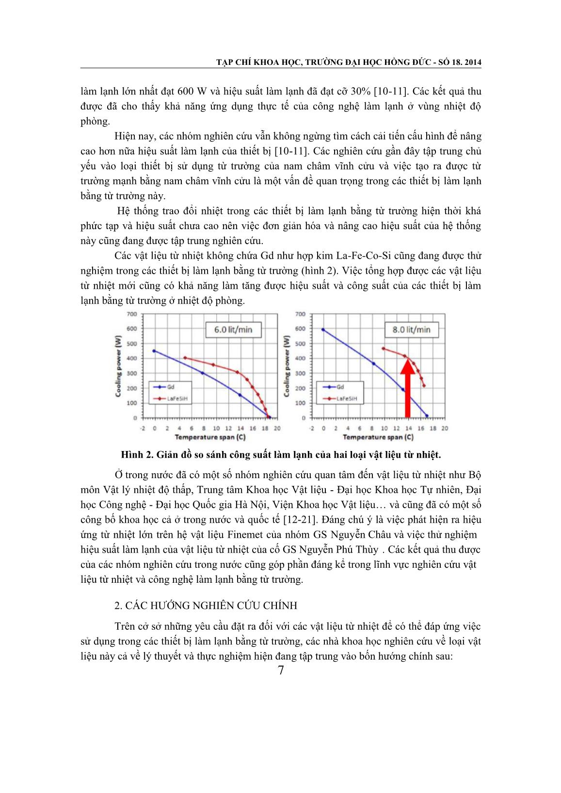 Định hướng nghiên cứu vật liệu từ nhiệt và công nghệ làm lạnh bằng từ trường ở Trường Đại học Hồng Đức trang 3