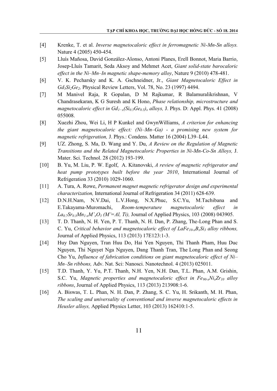 Định hướng nghiên cứu vật liệu từ nhiệt và công nghệ làm lạnh bằng từ trường ở Trường Đại học Hồng Đức trang 7