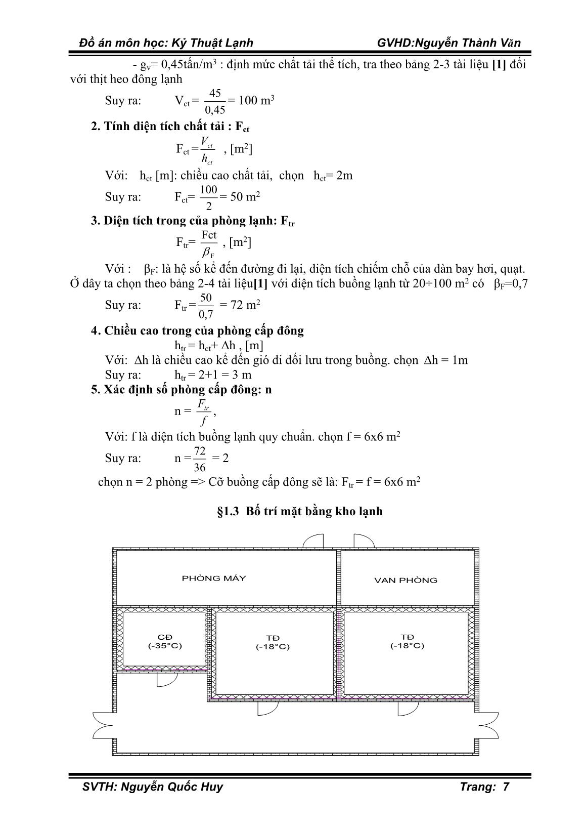 Đồ án môn học Kỹ thuật lạnh - Nguyễn Thành Văn trang 7