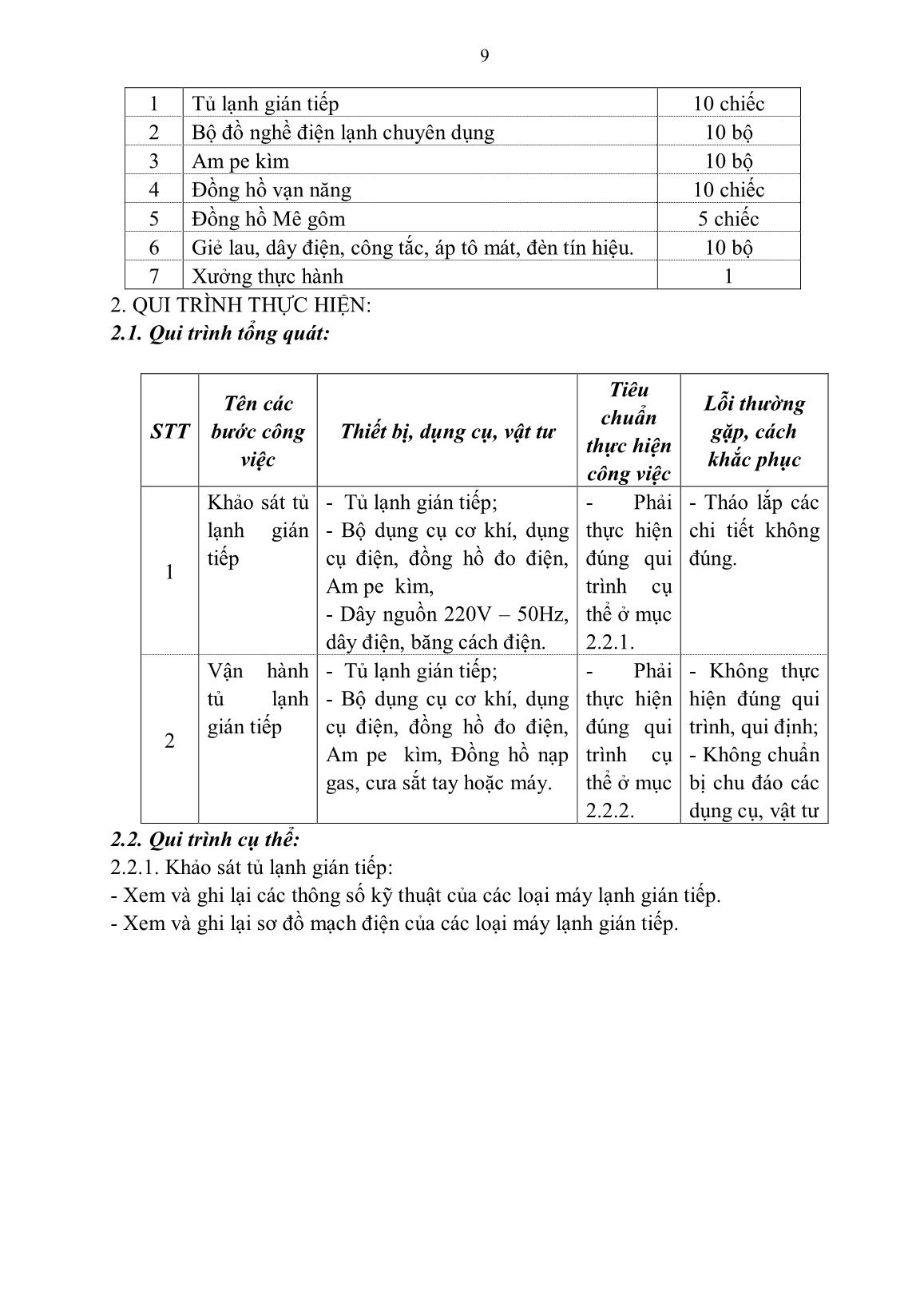 Giáo trình Thực hành hệ thống điện lạnh trang 10