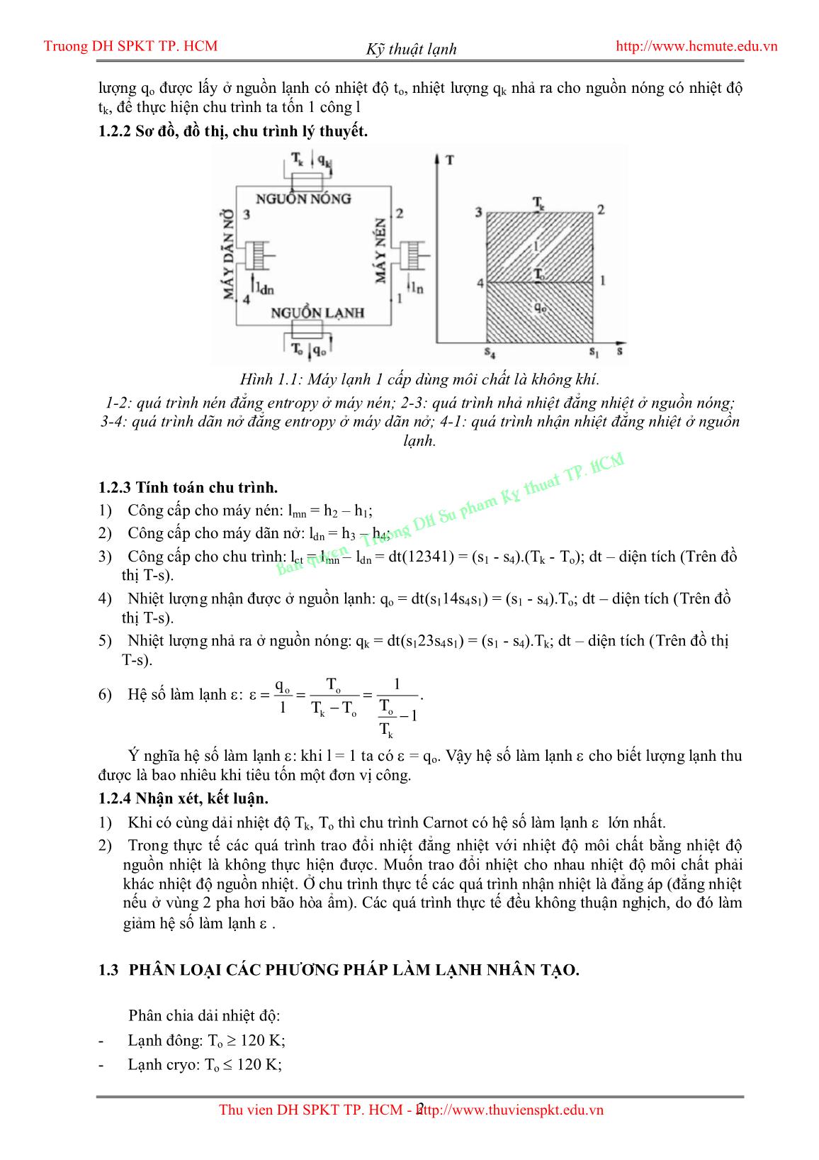 Giáo trình Kỹ thuật lạnh - Lê Xuân Hòa trang 4