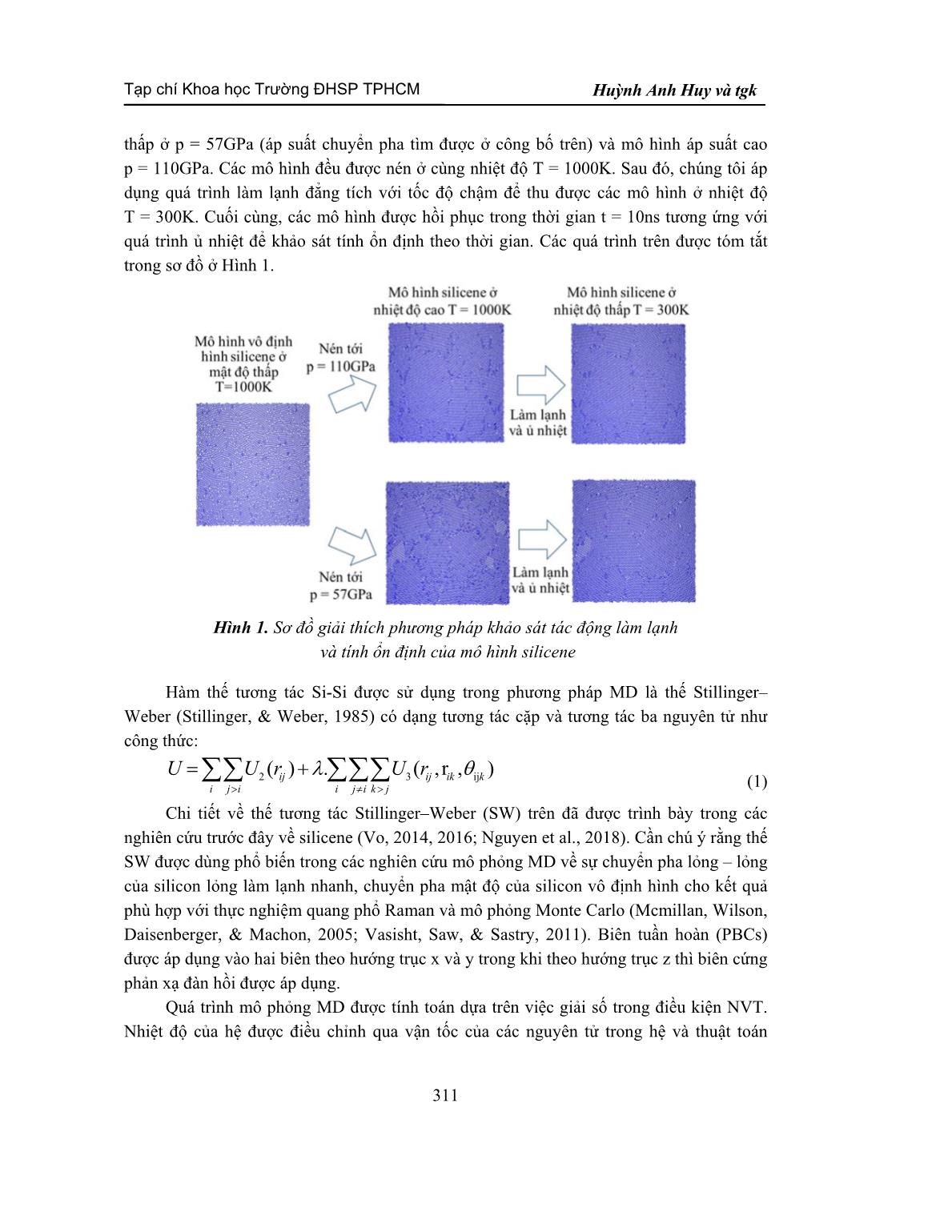 Nghiên cứu bằng mô phỏng động lực học phân tử về ảnh hưởng của quá trình làm lạnh và tính ổn định nhiệt của vật liệu Penta-Silicene trang 3