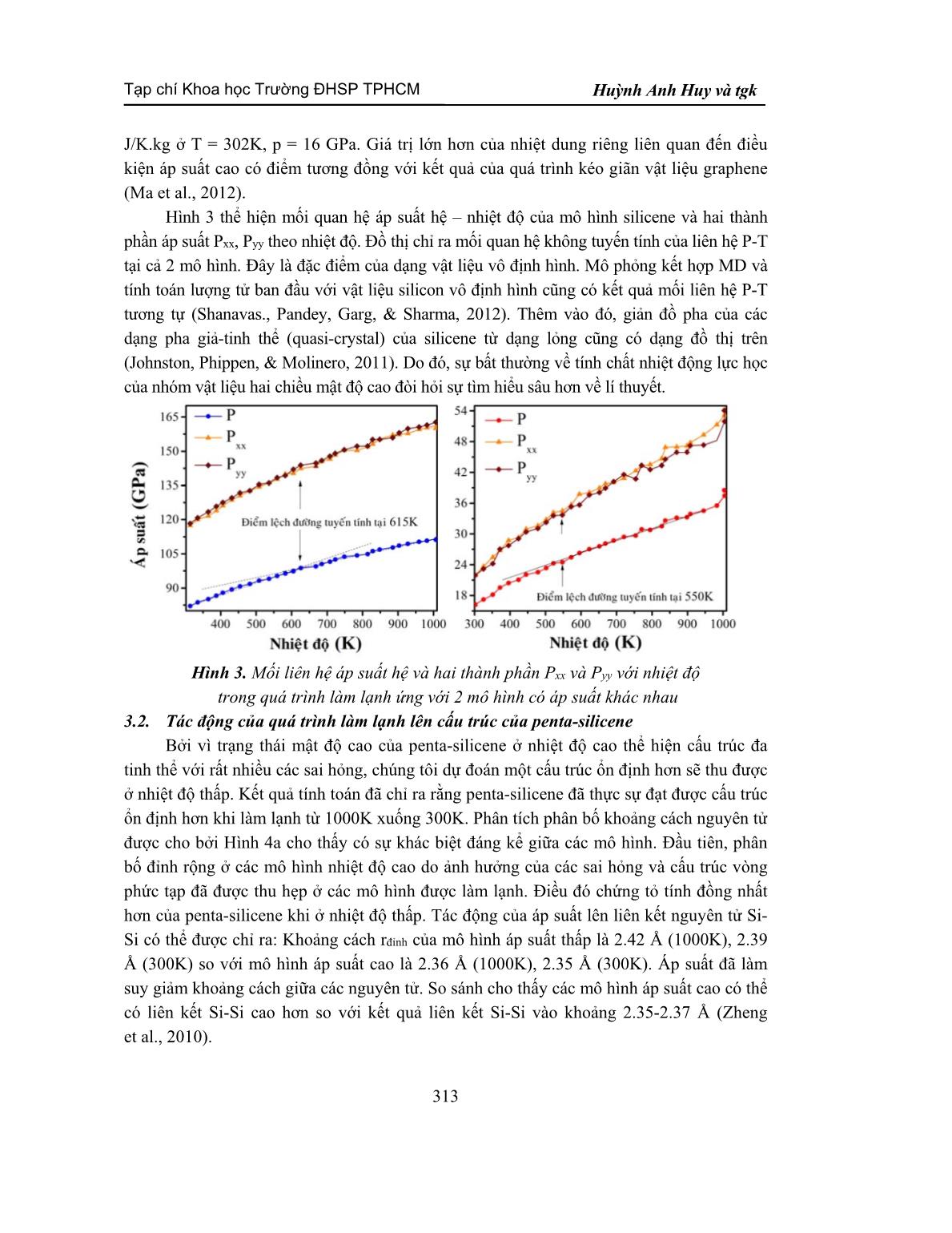 Nghiên cứu bằng mô phỏng động lực học phân tử về ảnh hưởng của quá trình làm lạnh và tính ổn định nhiệt của vật liệu Penta-Silicene trang 5