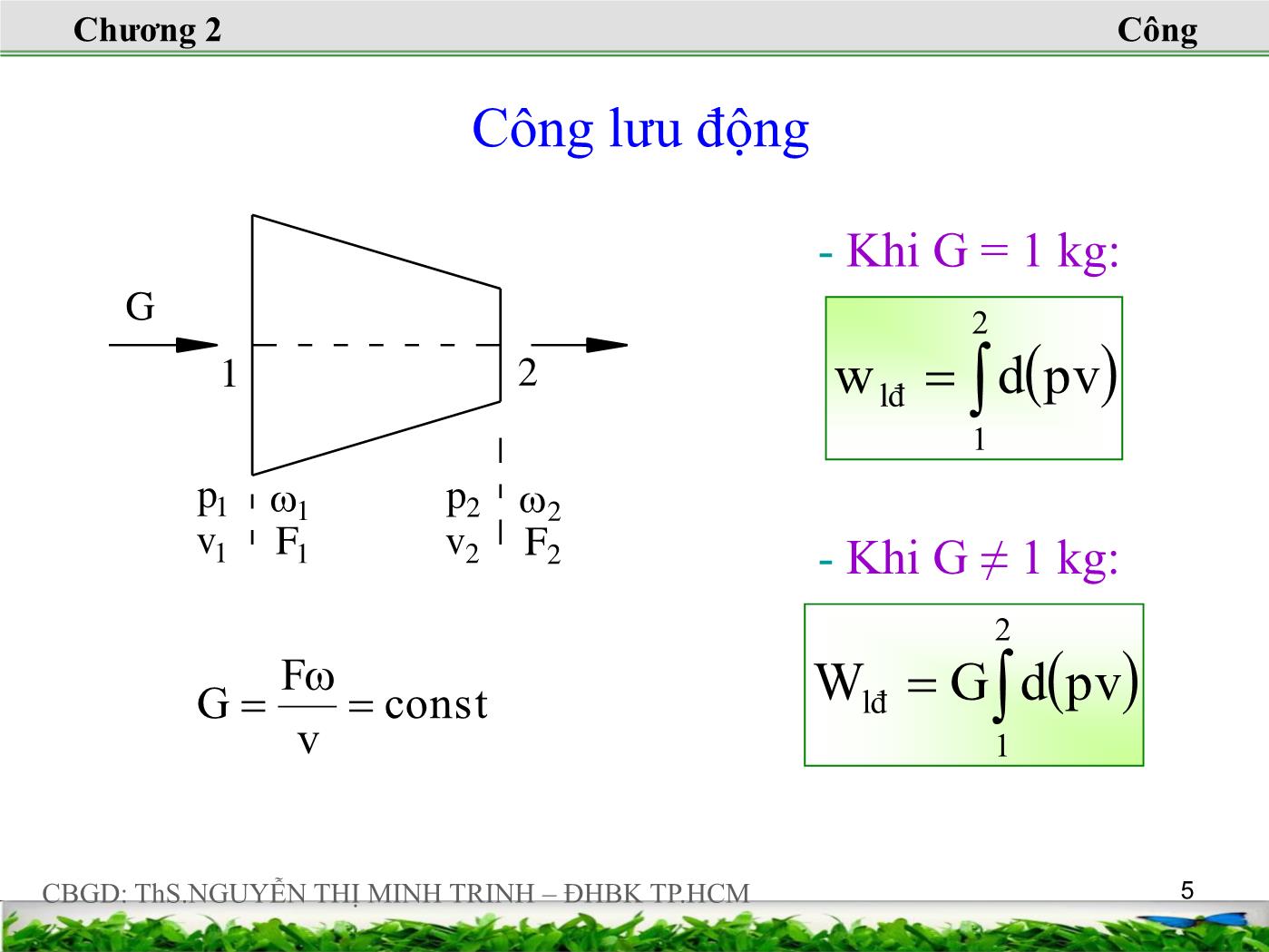 Bài giảng Nhiệt động lực học kỹ thuật - Chương 2: Định luật nhiệt động thứ nhất - Nguyễn Thị Minh Trinh trang 5