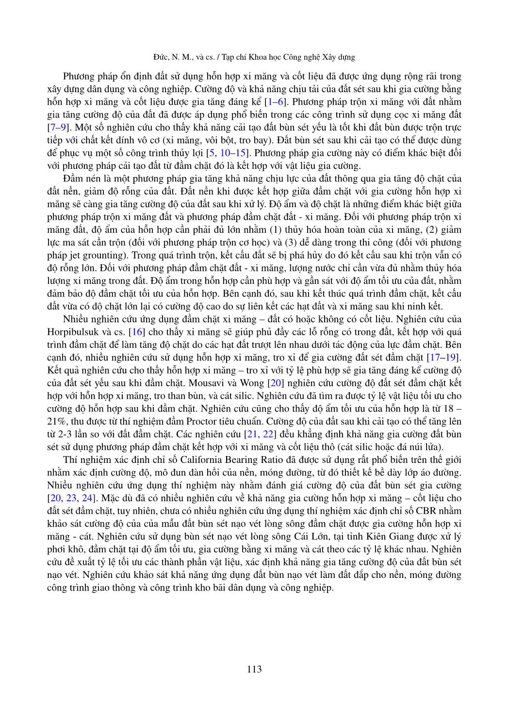 Nghiên cứu chỉ số CBR của đất bùn lòng sông đầm chặt gia cường hỗn hợp xi măng – cát trang 2