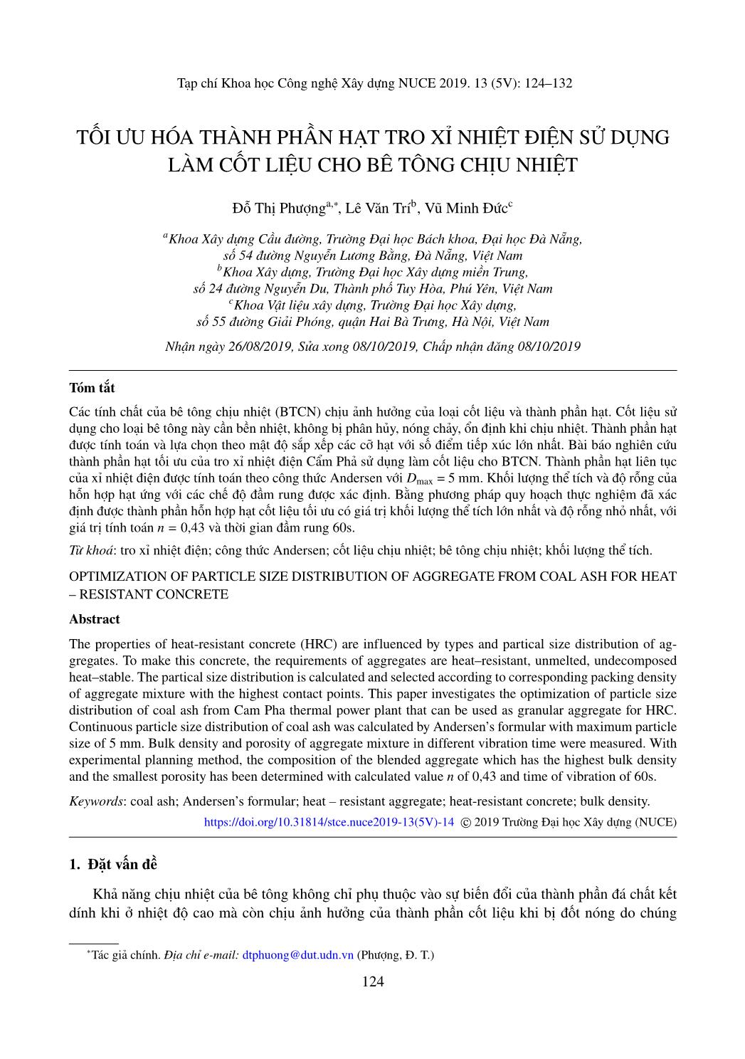 Tối ưu hóa thành phần hạt tro xỉ nhiệt điện sử dụng làm cốt liệu cho bê tông chịu nhiệt trang 1