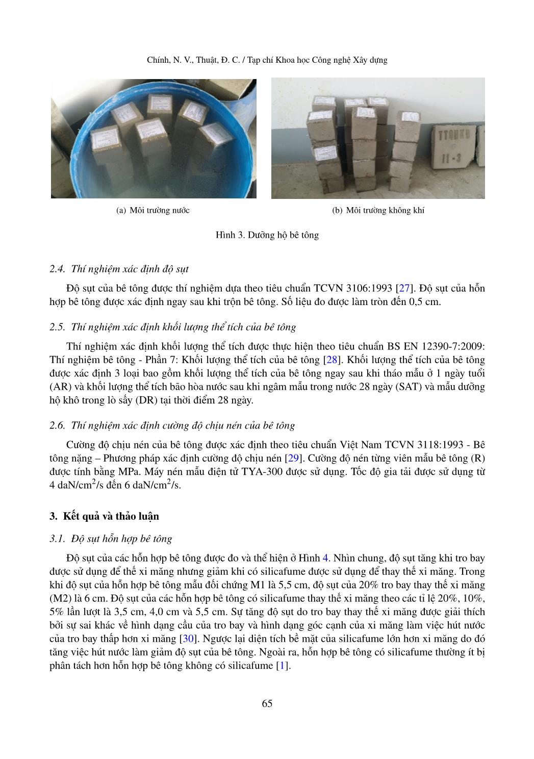 Ảnh hưởng của tro bay, silicafume và môi trường dưỡng hộ đến cường độ chịu nén của bê tông trang 6