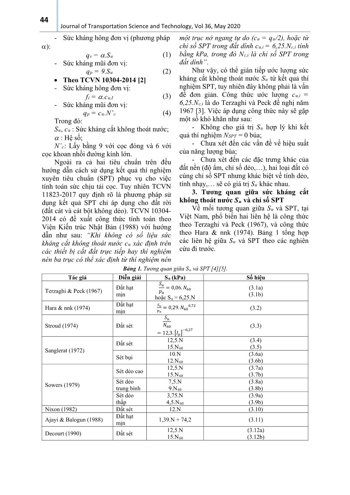 Nghiên cứu ước lượng Su theo kết quả thí nghiệm SPT phục vụ tính toán sức chịu tải cọc trang 2