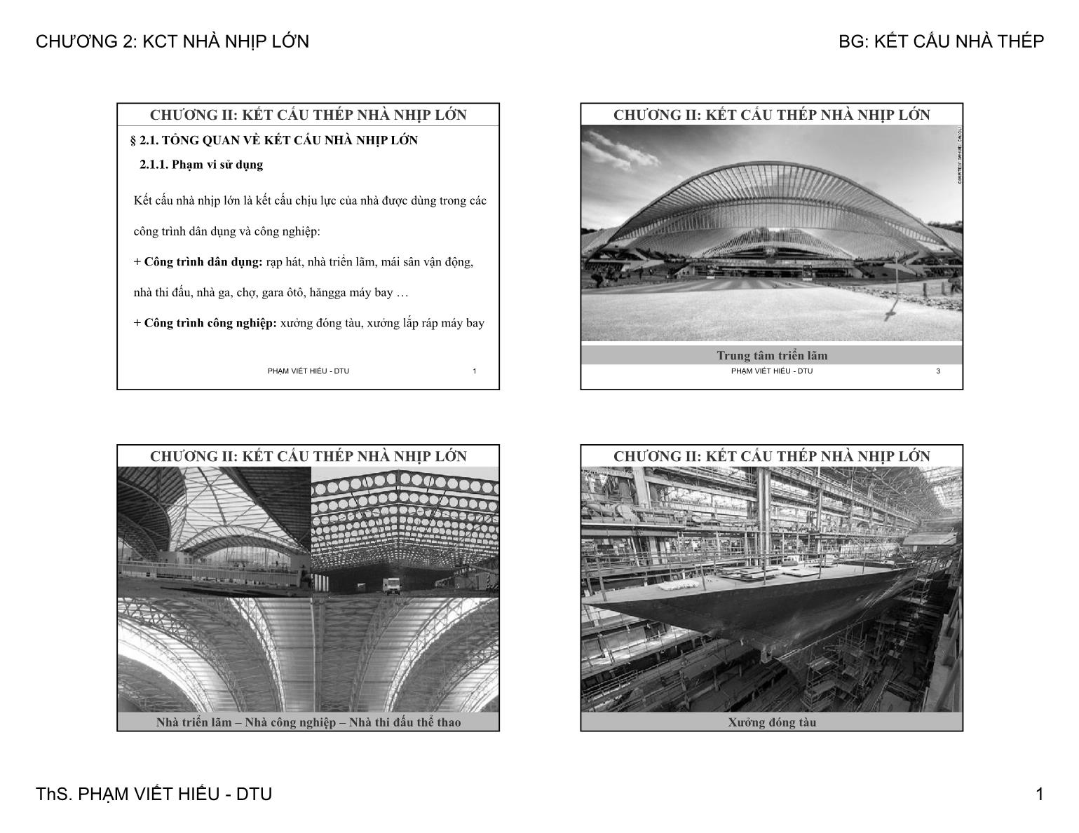 Bài giảng Kết cấu nhà thép - Chương 2: Kết cấu thép nhà nhịp lớn trang 1