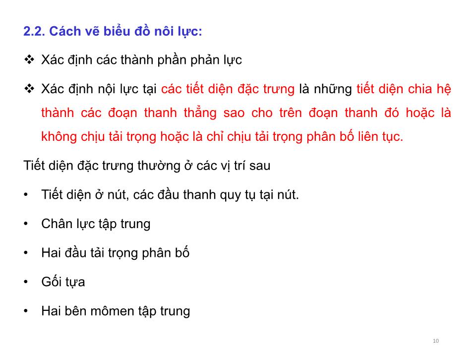 Bài giảng Cơ học kết cấu 1 - Chương 3: Xác định nội lực trong hệ phẳng tĩnh định chịu tải trọng bất động - Nguyễn Thị Ngọc Loan trang 10