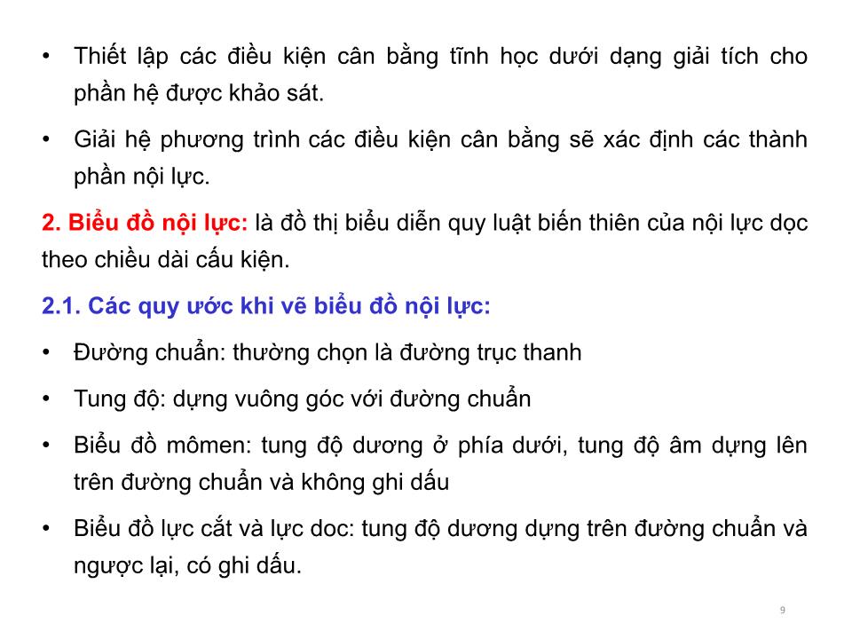 Bài giảng Cơ học kết cấu 1 - Chương 3: Xác định nội lực trong hệ phẳng tĩnh định chịu tải trọng bất động - Nguyễn Thị Ngọc Loan trang 9